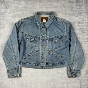 Levis Jacket Womans Small Blue denim Vtg 90s Type 3 trucker Western Cropped